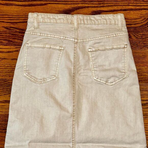 OAT Long Denim Ecru Skirt. Size 2/26 - Picture 4 of 7